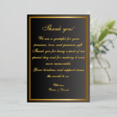 Classic Black and Gold Wedding Dankeschön Card Folieneinladung (Stehend vorne)