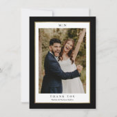 Classic Black and Gold Wedding Foto Dankeskarte (Vorderseite)