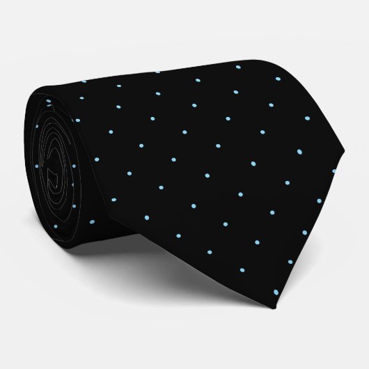 Classic Black and Light Blue Dot Tie for Him Krawatte (Gerollt)