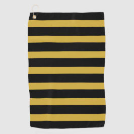 Classic Black and Metallic Gold Horizontal Striped Golfhandtuch