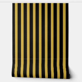 Classic Black and Metallic Gold Striped Stylish Tapete