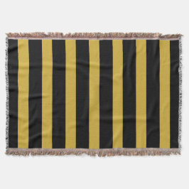 Classic Black and Metallic Gold Vertical Striped Decke