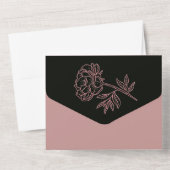 Classic Black and Pink Peonies Wedding All In One Einladung (Rückseite)