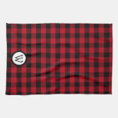 Classic Black and Red Buffalo Kariert mit Monogram Geschirrtuch (Horizontal)