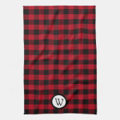 Classic Black and Red Buffalo Kariert mit Monogram Geschirrtuch (Vertikal)