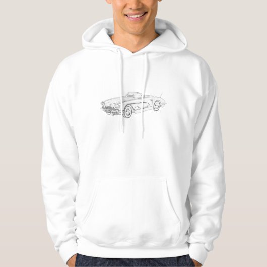 Classic Black and White 1958 Chevy Corvette Art Hoodie (Vorderseite)