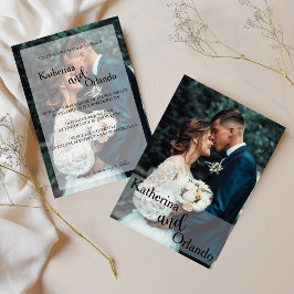 Classic Black and White Art Photo Trend Wedding Einladung