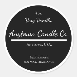 Classic Black and White Candle Jar Label Runder Aufkleber