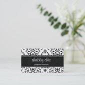 Classic Black and White Damask Business Card Visitenkarte (Stehend Vorderseite)