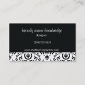 Classic Black and White Damask Business Card Visitenkarte (Rückseite)