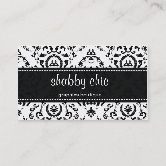 Classic Black and White Damask Business Card Visitenkarte (Vorderseite)