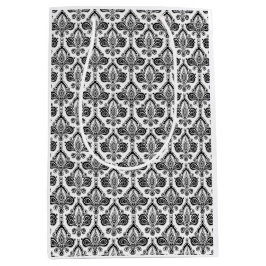Classic Black and White Damask Textile Pattern Mittlere Geschenktüte