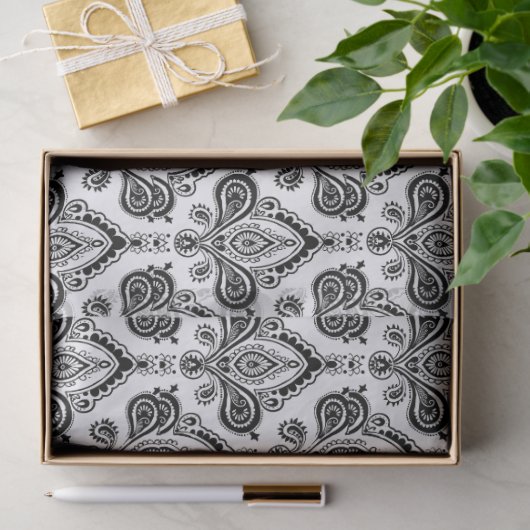 Classic Black and White Damask Textile Pattern Seidenpapier (Geschenk)