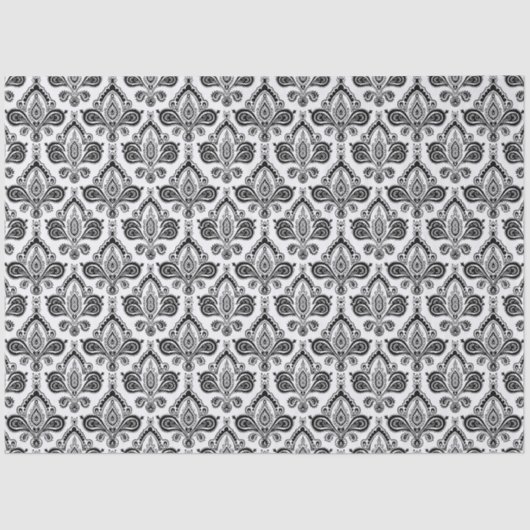 Classic Black and White Damask Textile Pattern Seidenpapier (Vorderseite)