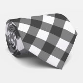 Classic Black And White Diagonal Gingham Plaid Krawatte (Gerollt)
