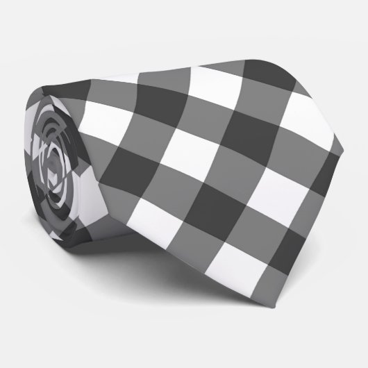 Classic Black And White Diagonal Gingham Plaid Krawatte (Gerollt)