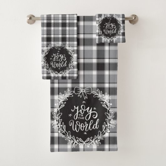 Classic Black and White Farmhouse Weihnachten Kari Badhandtuch Set (Insitu)
