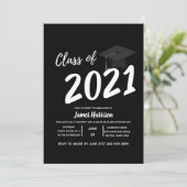 Classic Black and White Graduation Party Einladung (Stehend Vorderseite)