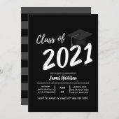 Classic Black and White Graduation Party Einladung (Vorne/Hinten)