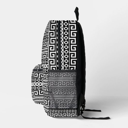 Classic Black And White Greek Key Geometric Bedruckter Rucksack (Rechts)