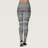 Classic Black And White Greek Key Geometric Leggings (Rückseite)