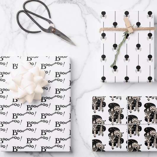 Classic Black and White Halloween Geschenkpapier Set