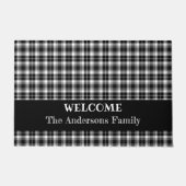 Classic Black and White Kariert Gingham Willkommen Fußmatte (Vorderseite)