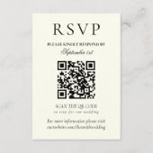 Classic Black and White Minimalist Wedding QR Code RSVP Karte (Vorderseite)