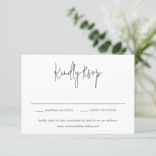 Classic Black and White Modern Wedding RSVP Karte (Stehend Vorderseite)