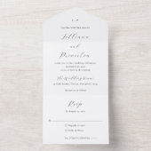 Classic Black and White Monogram Elegant Wedding All In One Einladung (Innen Boden)