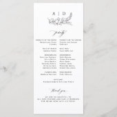 Classic black and white monogram wedding program programm (Rückseite)