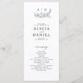 Classic black and white monogram wedding program programm (Vorderseite)