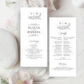 Classic black and white monogram wedding program programm