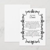 Classic Black and White Ornately Framed Wedding Begleitkarte (Vorne/Hinten)