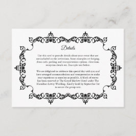 Classic  Black and White Ornately Framed Wedding Begleitkarte