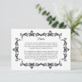 Classic Black and White Ornately Framed Wedding Begleitkarte (Stehend Vorderseite)