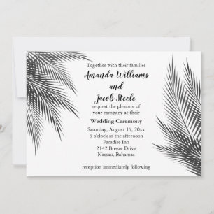 Classic Black and White Palm Blätter Hochzeit einl Einladung