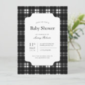 Classic Black and White Robertson Karierter Karo Einladung (Stehend Vorderseite)