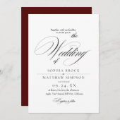 Classic Black and White Script Wedding Einladung (Vorne/Hinten)