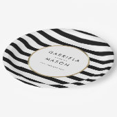 Classic Black and White Stripe Gold Wedding Pappteller (Schrägansicht)