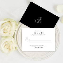 Classic Black and White Stylish Monogram Wedding RSVP Karte