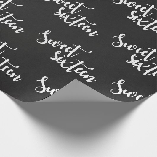 Classic Black And White Sweet 16 Geschenkpapier (Ecke)