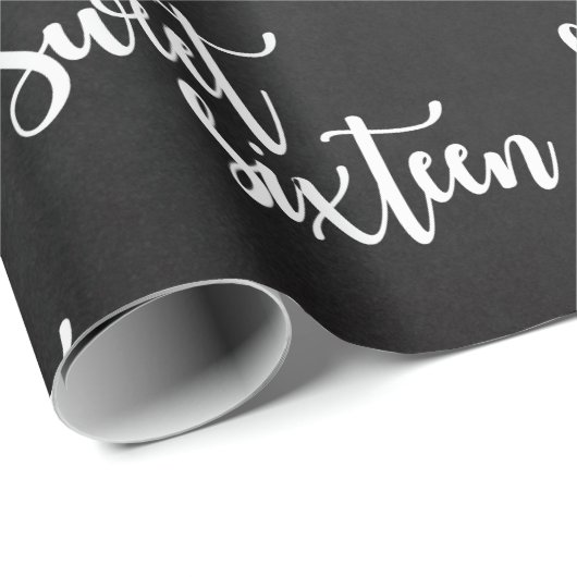 Classic Black And White Sweet 16 Geschenkpapier (Rolleneckpunkt)