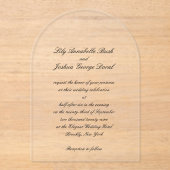 Classic Black and White Timeless Wedding Acryleinladungen (Vorderseite)