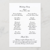 Classic Black and White Timeless Wedding Programm (Rückseite)
