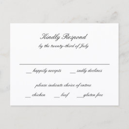 Classic Black and White Timeless Wedding RSVP Postkarte