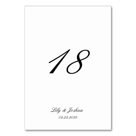 Classic Black and White Timeless Wedding Tischnummer (Vorderseite)