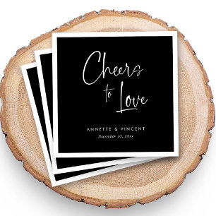 Classic Black and White Wedding Napkins mit Namen Serviette