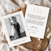 Classic Black and White Wedding Photo Thank You Dankeskarte