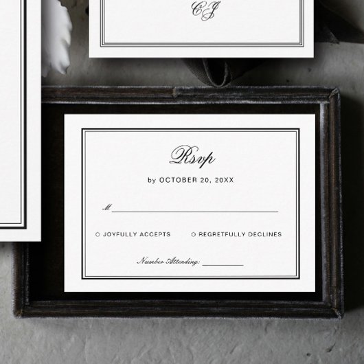 Classic Black and White Wedding Response Begleitkarte
